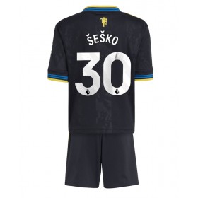 Dětské fotbalový komplet Manchester United Benjamin Sesko #30 Tretí košile 2025-26 Krátkým Rukávem